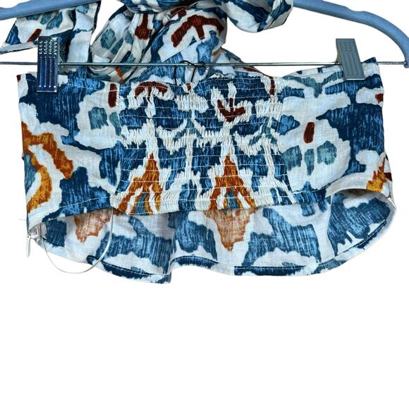 Christian Siriano Women’s Linen Blend Ikat Print Cropped Halter Top Small NWT - Picture 4 of 10